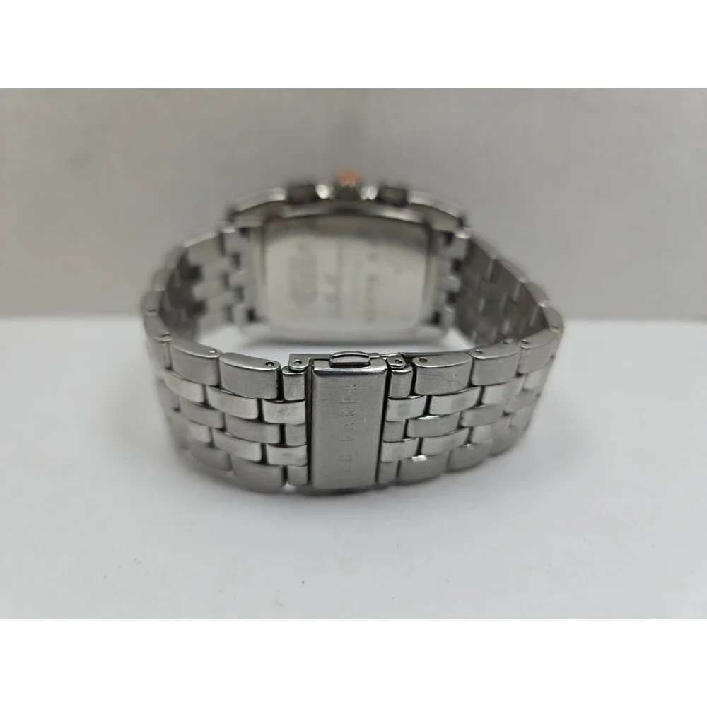 Ted Baker Mens Orange Dial Chronograph 39mm Watch Stainless Steel New Battery